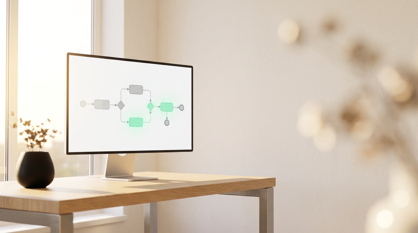 Flussdiagramm eines Vertriebsprozesses auf einem Monitor