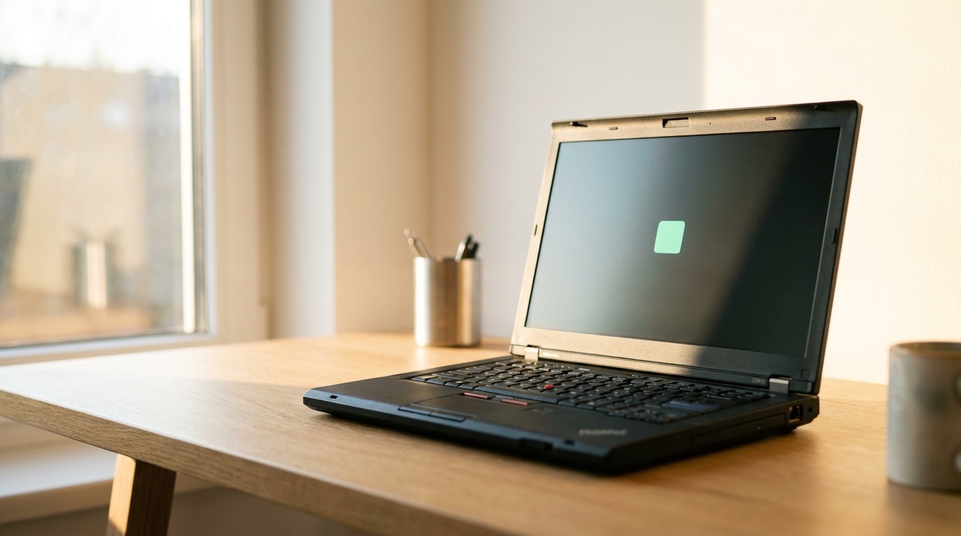 Mattschwarzes robustes Business-Notebook mit rotem Trackpoint